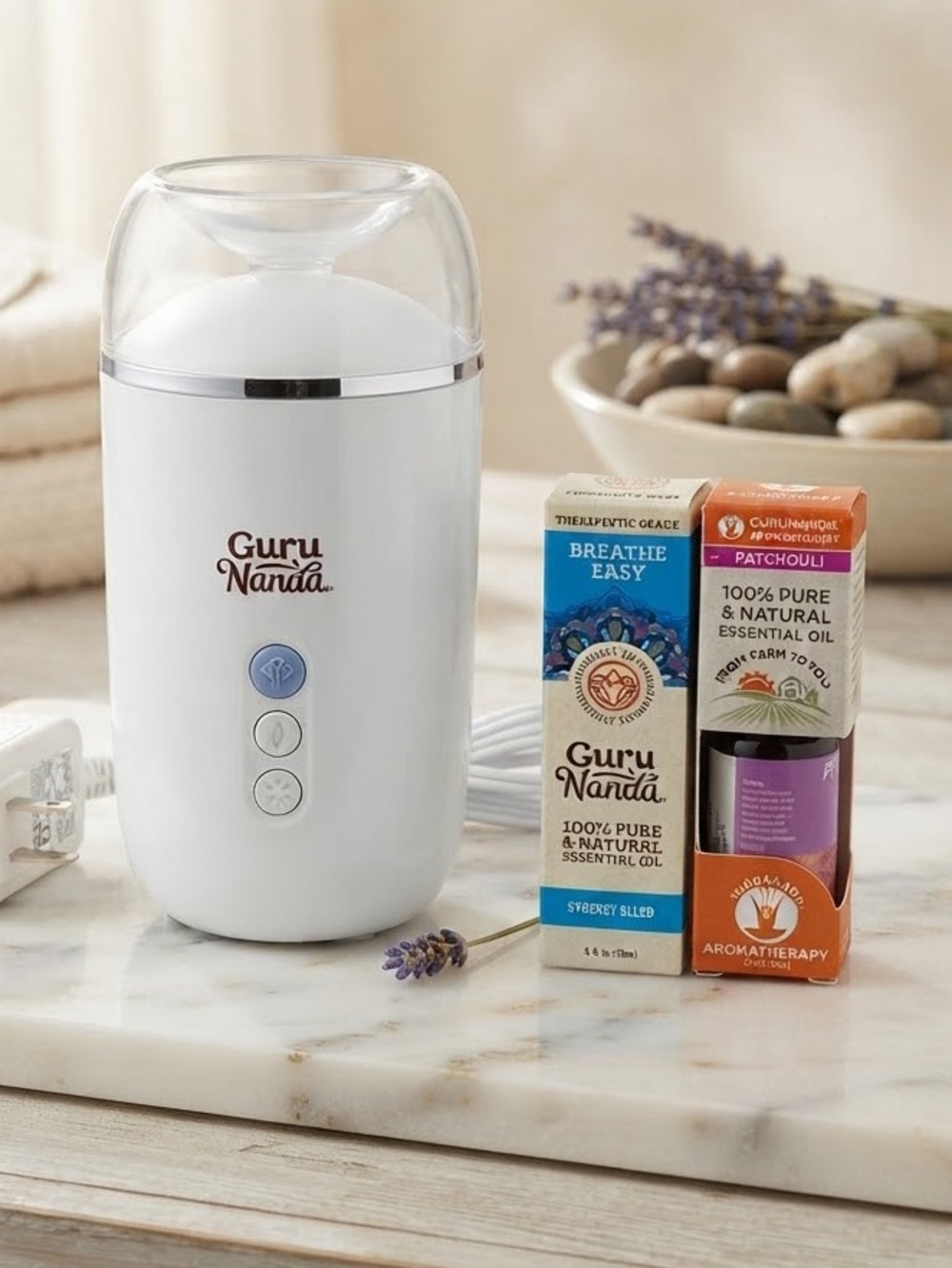 Gurunanda Aromatherapy set light up Diffuser mister with 2 new essential oils
